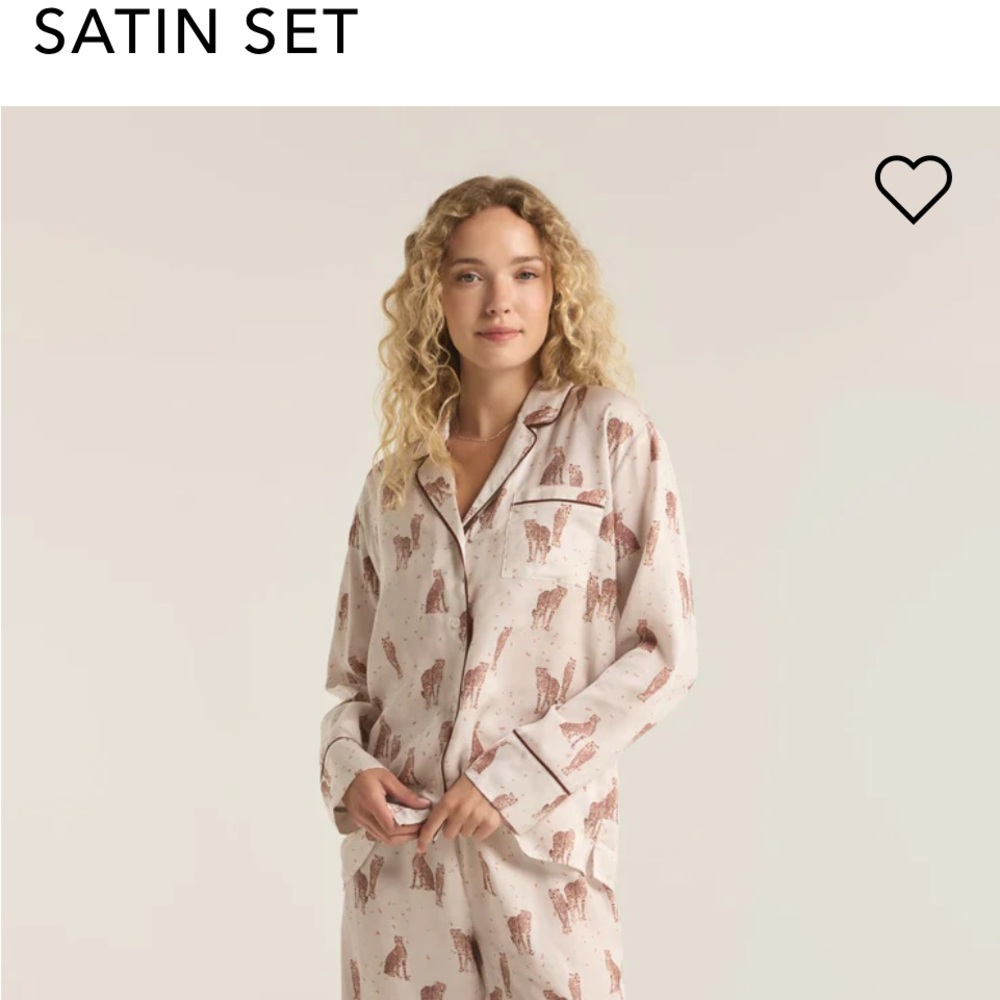 Women's Satin Pajama Set - Cream Nwot z supply pjs size M